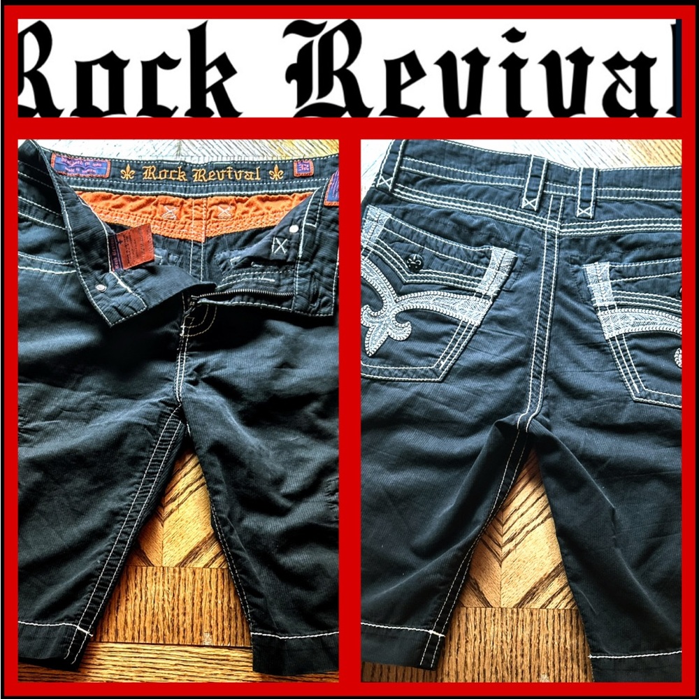 Rock Revival Cargo Shorts with White Stitching